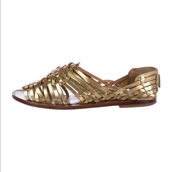 Tory Burch Anya metallic leather woven sandals - Picture 2 of 8